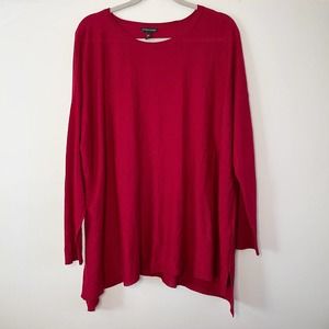 Eileen Fisher Red Wool/Alpaca Blend Oversized Lightweight Tunic Sweater